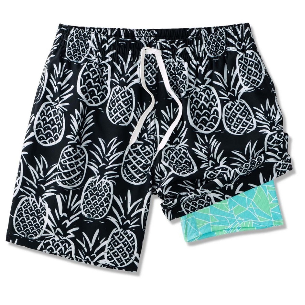 Chubbies Black and White Pineapple Swim Trunks